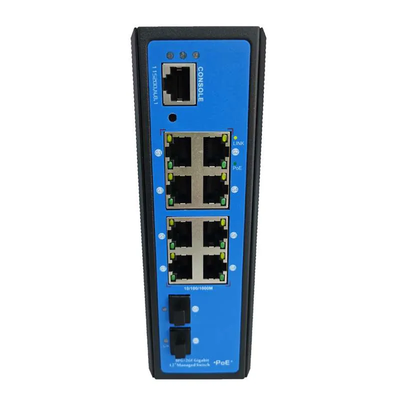 High Quality 8 Port 10/100/1000M 802.3at Industrial PoE Ethernet Switch w/12V Booster