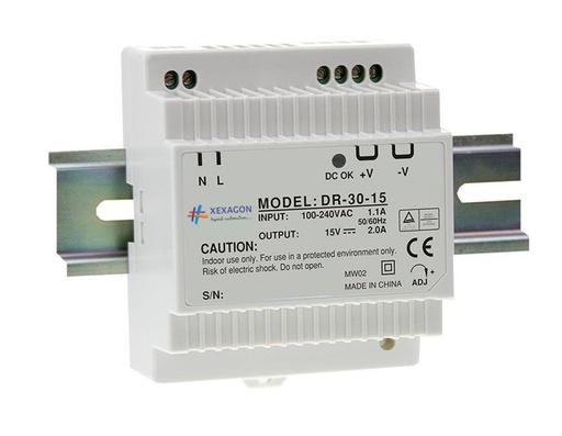 [DR-30-15] DR-30W Din Rail Power Supply 15V, 2A