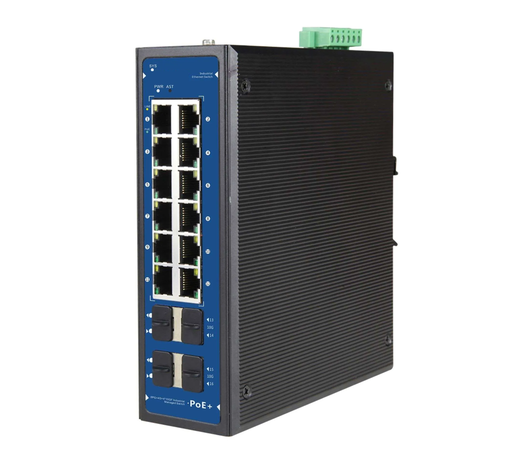 [XC-PIS3816M-8GE] 16 Ports Managed Industrial PoE Switch with 10G uplink