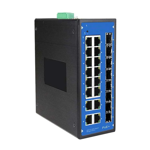 [XC-PIS3824M-16GE] 16 Port PoE Full Gigabit Industrial Managed PoE Ethernet Switch with 8GF SFP Network Switch 48V PoE Switch
